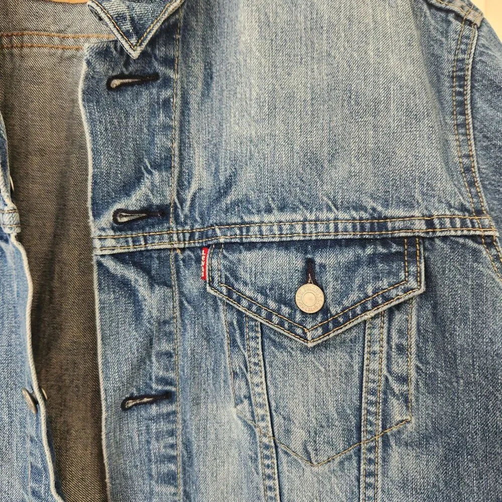 Retro Levi's Strauss Blue Denim Jacket CA00342 Trucker Casual Unisex Large - Picture 5 of 15